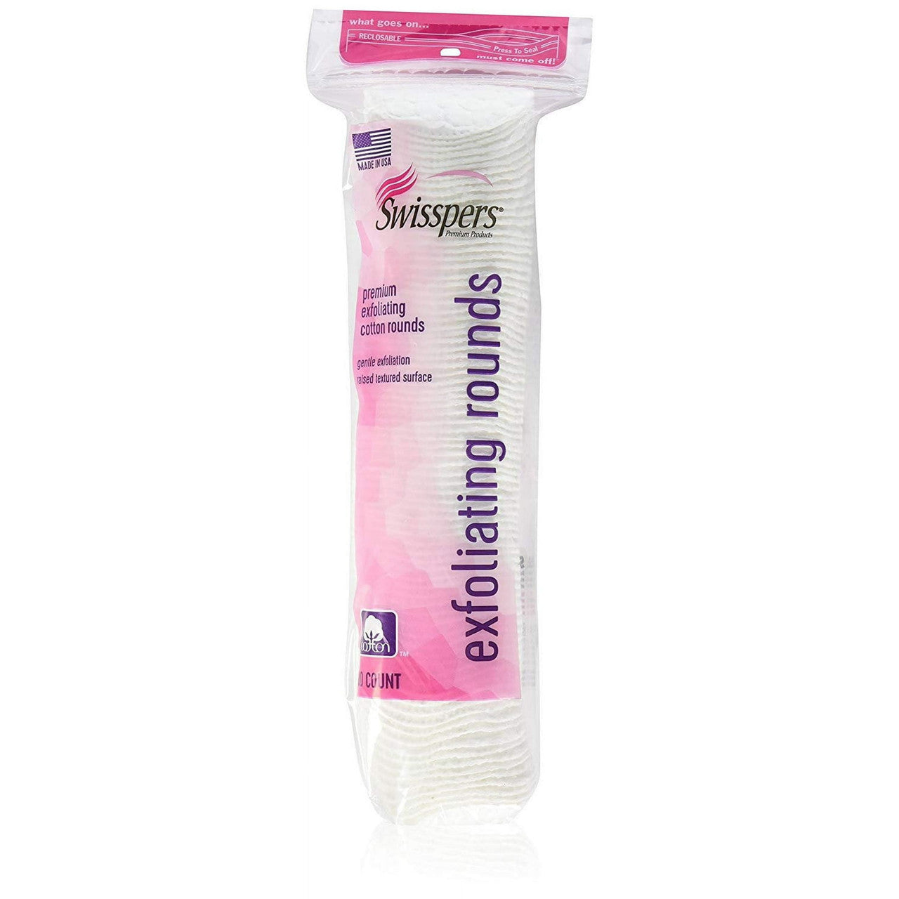 Swisspers Premium Exfoliating Cotton Rounds, 80 Ea